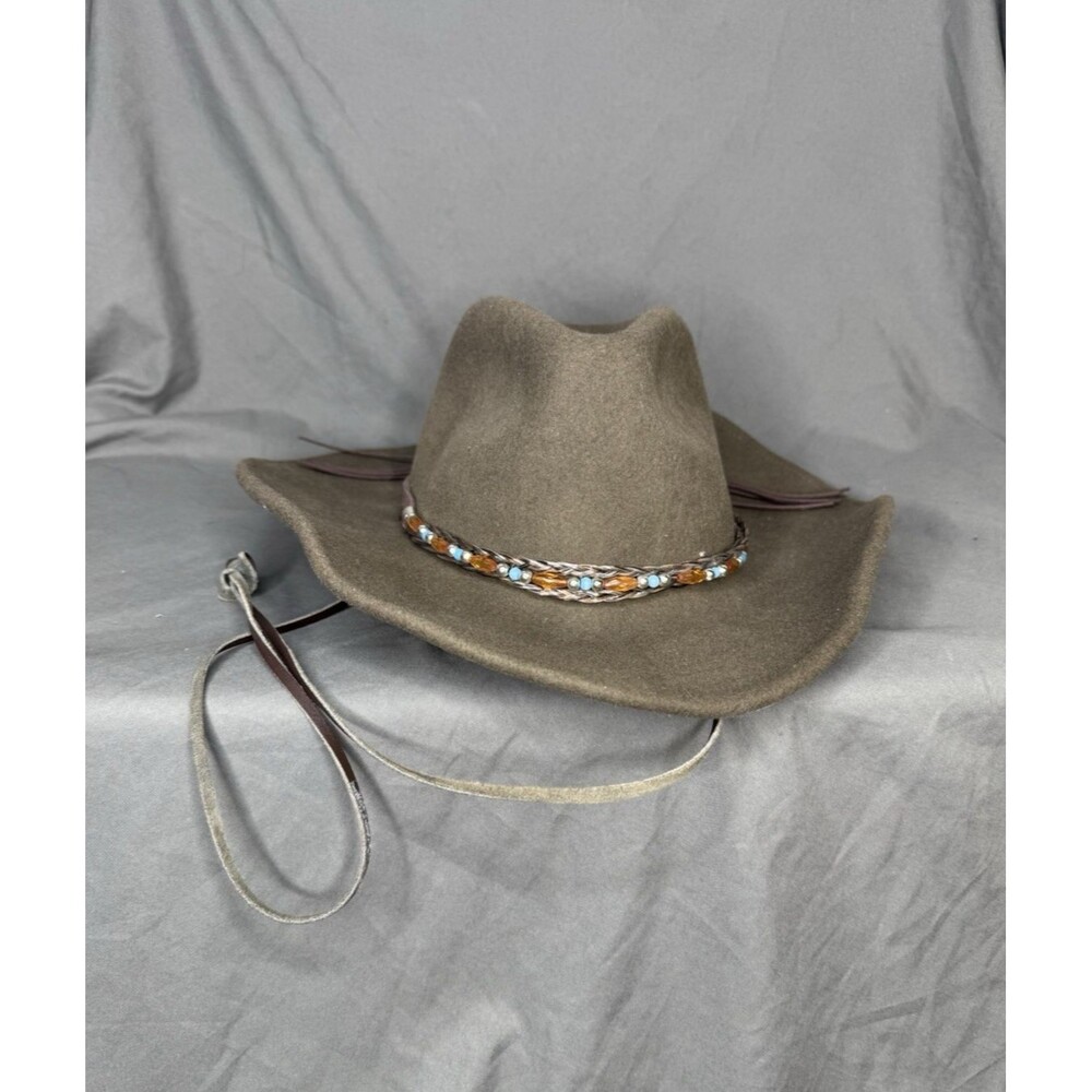 Outback Trading Company "AUBREY" Cowboy Hat Wool Tassy Crusher Sz S/M Rain/UPF